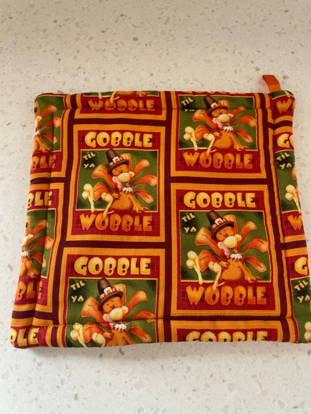 Vintage Thanksgiving 'Gobble Wobble' Gobble til you Wobble Potholder